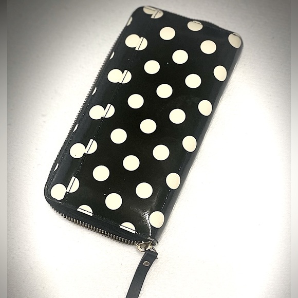Kate Spade : Black and White Polka Dot Morgan Zip Wallet - Picture 3 of 7